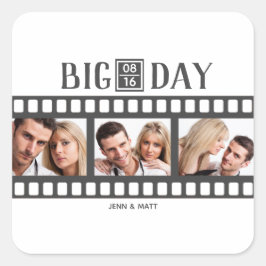 結婚の3枚の写真を追加おもしろいフィルム スクエアシール