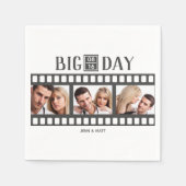 結婚の3枚の写真を追加おもしろいフィルム スタンダードカクテルナプキン (正面)