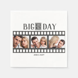 結婚の3枚の写真を追加おもしろいフィルム スタンダードカクテルナプキン