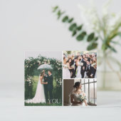 結婚の3枚の写真コラージュありがとうポストカード ポストカード (スタンド正面)
