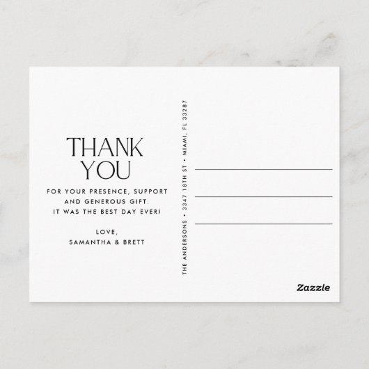 結婚の3枚の写真コラージュありがとうポストカード ポストカード (裏面)