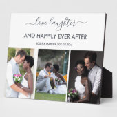 結婚の3枚の写真コラージュと愛の笑い引用文 フォトプラーク (側面)