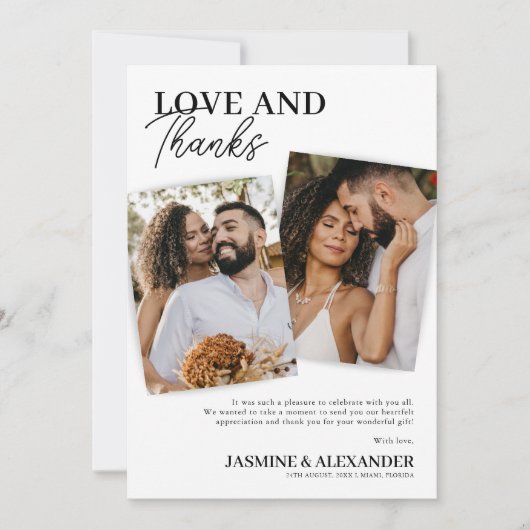 結婚の3枚の写真サンキューカード サンキューカード (正面)