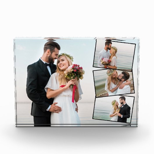 結婚の4枚のフォトコラージュのジグザグフォトストリップ フォトブロック (正面)