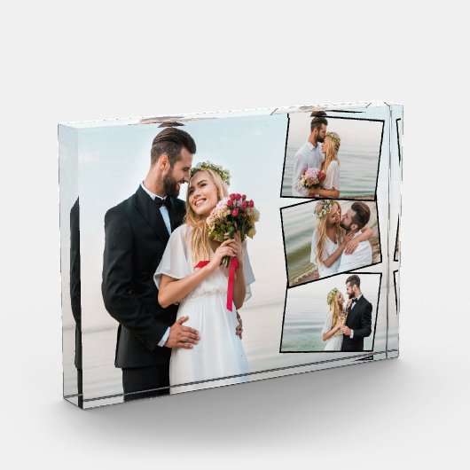 結婚の4枚のフォトコラージュのジグザグフォトストリップ フォトブロック (左)