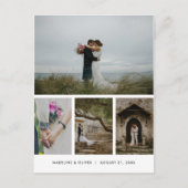 結婚の4枚の写真ミニマシンプルリストありがとう ポストカード (正面)