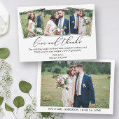 結婚の4枚の写真モダンミニマル書道愛 サンキューカード