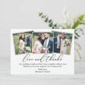 結婚の4枚の写真モダンミニマル書道愛 サンキューカード (スタンド正面)