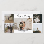 結婚の5枚の写真感謝していLove and Script サンキューカード (正面)