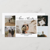 結婚の5枚の写真感謝していLove and Script サンキューカード (正面/裏面)