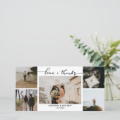 結婚の5枚の写真感謝していLove and Script サンキューカード (スタンド正面)
