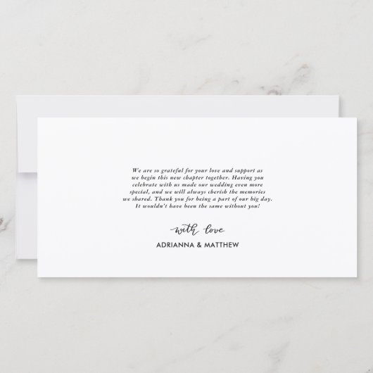 結婚の5枚の写真感謝していLove and Script サンキューカード (裏面)