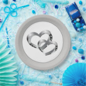 結婚の9インチ紙プレート- 2つのハート ペーパープレート (パーティー)