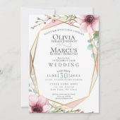 結婚の |アかわいらしネモンの花と葉 招待状 (正面)