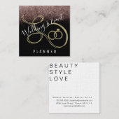 結婚の&イベントプランナーフェイクグリッター金ゴールドリングや輪 スクエア名刺 (正面/裏面)