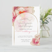 結婚の |エキゾチックなサンゴバラ牡丹招待状 招待状 (スタンド正面)