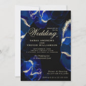 結婚の |エキゾチック王室のブルーアルコールインク招待状 招待状 (正面)