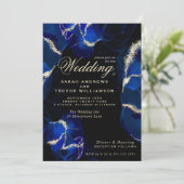 結婚の |エキゾチック王室のブルーアルコールインク招待状 招待状 (スタンド正面)