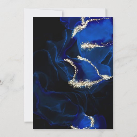 結婚の |エキゾチック王室のブルーアルコールインク招待状 招待状 (裏面)