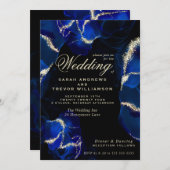 結婚の |エキゾチック王室のブルーアルコールインク招待状 招待状 (正面/裏面)