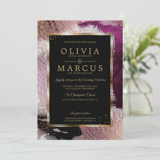 結婚の |カシス素晴らしプはっきりしたム抽象芸術 招待状 (スタンド正面)