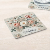結婚の スクエアペーパーコースター (アングル)