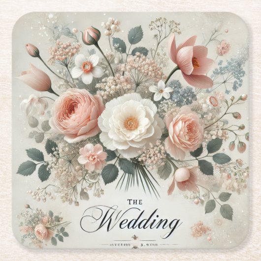 結婚の スクエアペーパーコースター (正面)