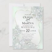 結婚の |ハネディグリーンパールきらめく 招待状 (正面)
