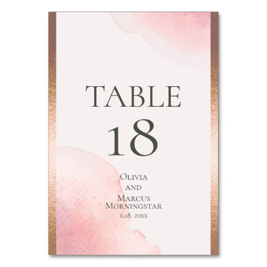 結婚の |バラ赤面水カラスプラッシュ テーブルナンバー (正面)