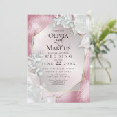 結婚の |バーグ淡い色のンディ・パールきらめく招待状 招待状 (スタンド正面)