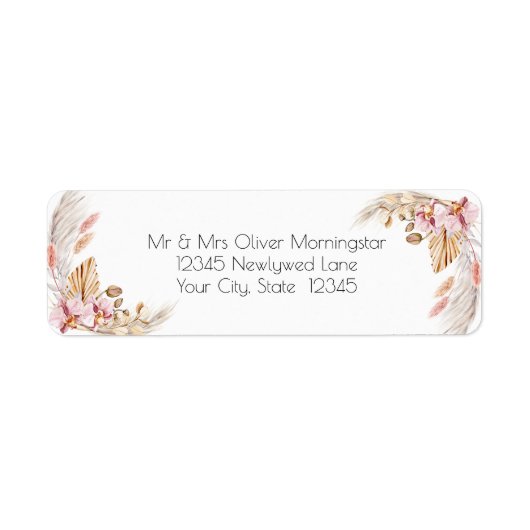 結婚の |パステルピンクアイボリーパンパスグラス ラベル (正面)