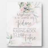 結婚の |ピンクのバラと淡い色の緑の葉 フォトプラーク (正面)