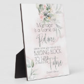 結婚の |ピンクのバラと淡い色の緑の葉 フォトプラーク (側面)