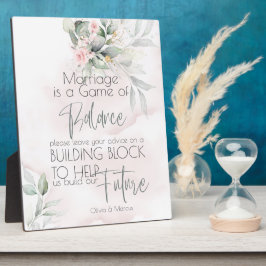 結婚の |ピンクのバラと淡い色の緑の葉 フォトプラーク