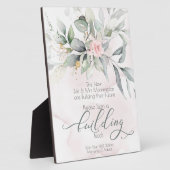 結婚の |ピンクウォーターバラBOHO建物ブロック フォトプラーク (側面)