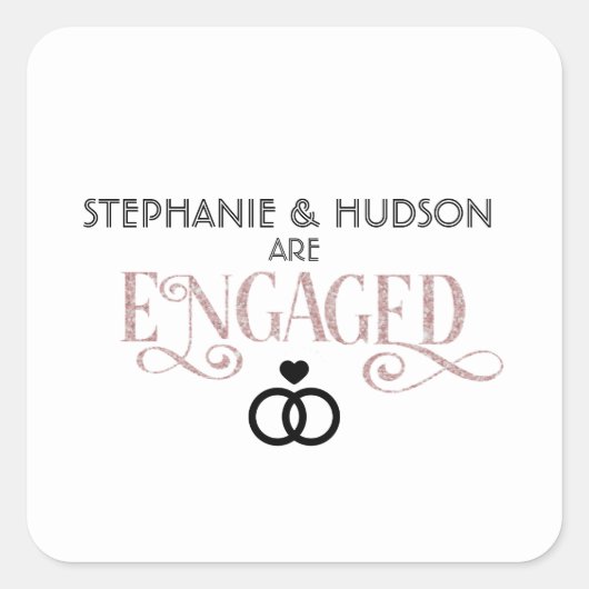 結婚の，ブライダルシャワー,婚約した婚約パーティ スクエアシール (正面)