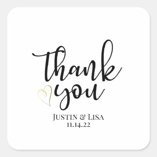 結婚の，ブライダル，ありがとう，好意，ラベル，シール スクエアシール (正面)