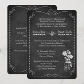 〜結婚の|メイソン·ジャー、花、巻物|黒板 招待状 (正面/裏面)