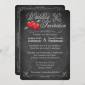 〜結婚の|ラブハート，巻物|黒板 招待状 (正面/裏面)