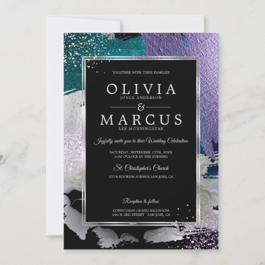 結婚の |ラベ素晴らしンはっきりしたダー抽象芸術 招待状 (正面)