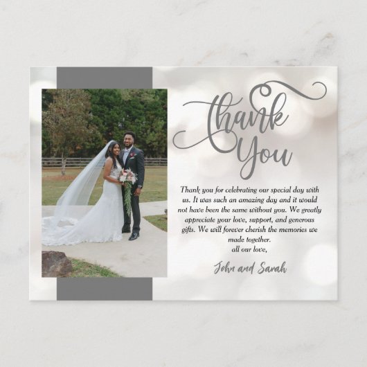 結婚の《写真》ぼけ味お礼はがき ポストカード (正面)