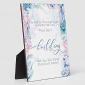 結婚の |建物ブロック青ピンク牡丹 フォトプラーク (側面)