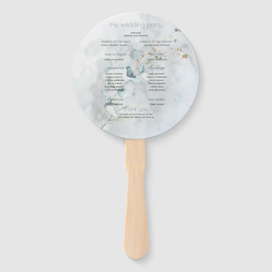 結婚の 愛の月の上のほこりっぽい青 ハンドファン (裏面)