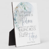 結婚の 愛の月の上のほこりっぽい青 フォトプラーク (側面)