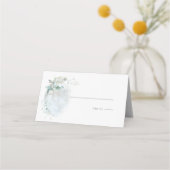結婚の 愛の月の上のほこりっぽい青 プレイスカード (正面)