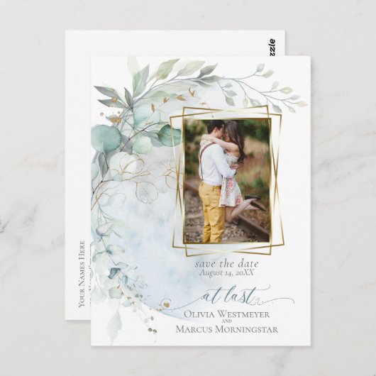 結婚の 愛の月の上のほこりっぽい青 ポストカード (正面/裏面)