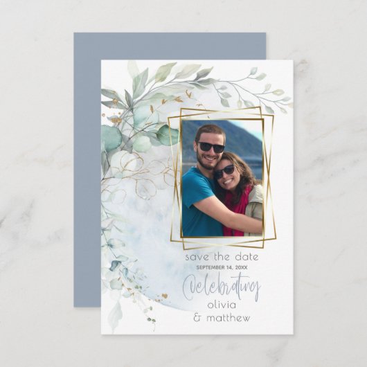 結婚の 愛の月の上のほこりっぽい青 招待状 (正面/裏面)