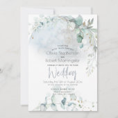 結婚の 愛の月の上のほこりっぽい青 招待状 (正面)
