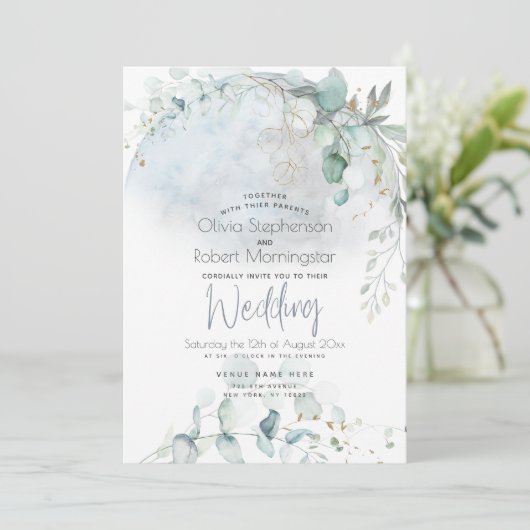 結婚の 愛の月の上のほこりっぽい青 招待状 (スタンド正面)