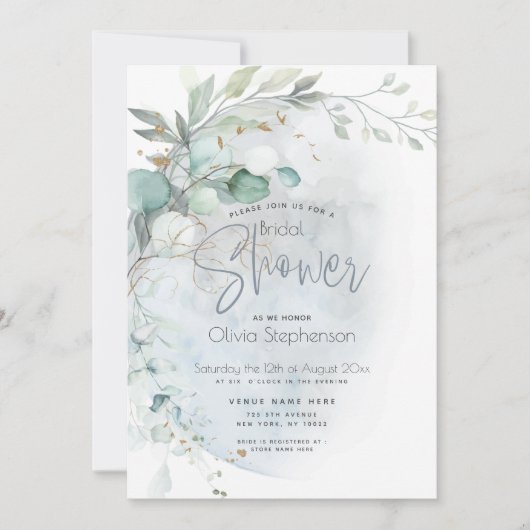 結婚の 愛の月の上のほこりっぽい青 招待状 (正面)